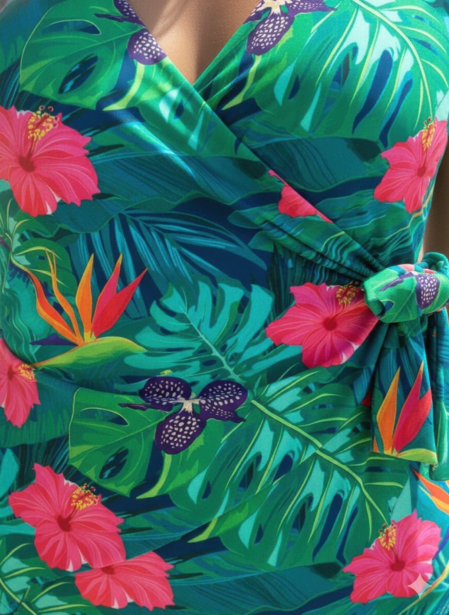 Green Tropical One Piece Side Tide - L - Thumbnail 3