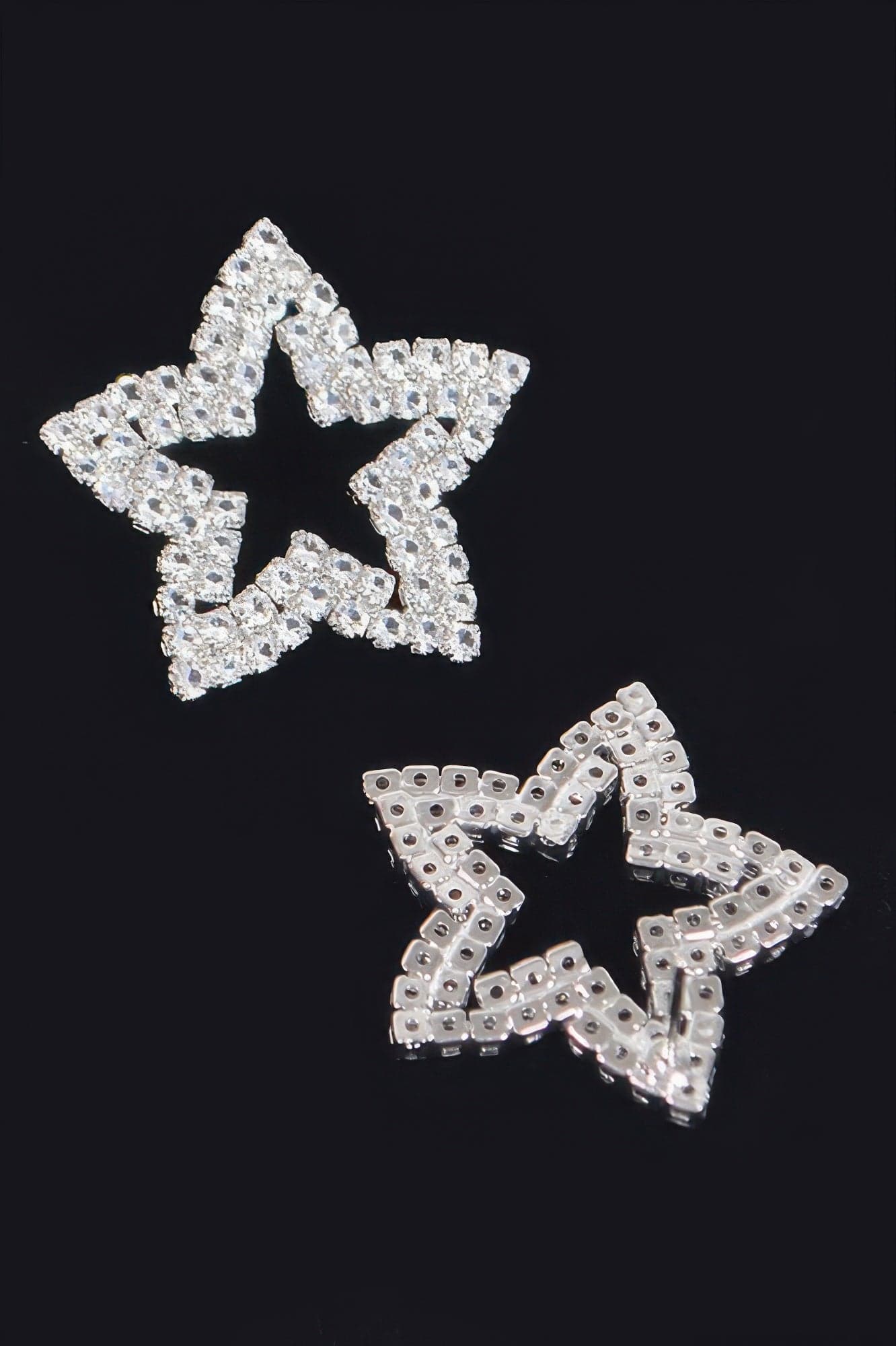 Star Shape Rhinestone Stud Earrings - Gold - Thumbnail 2