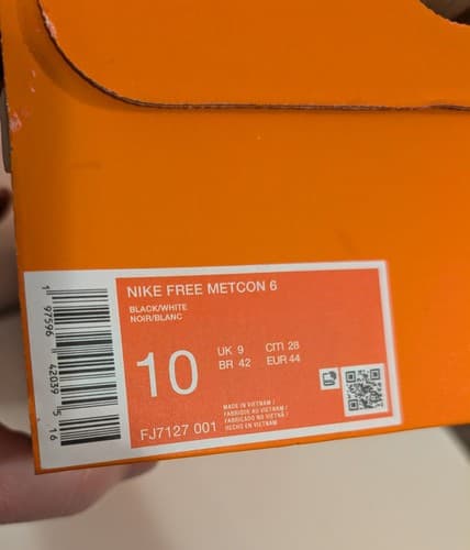 NIKE Free Metcon 6 - Black/White - Size 10 - Brand NEW - Thumbnail 3