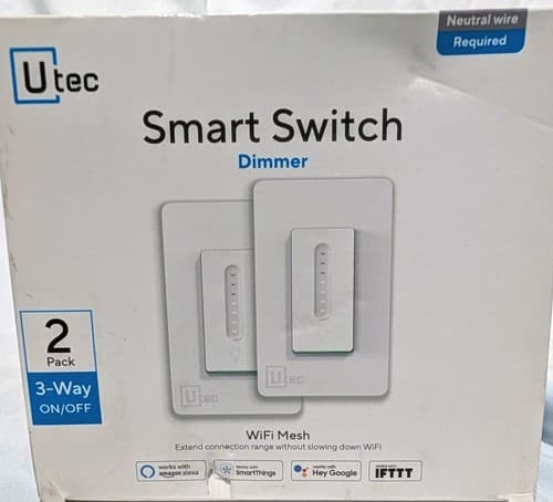 Utec Smart 3-Way Dimmer Switch - WiFi Mesh - 2 Pack - NEW - Thumbnail 2