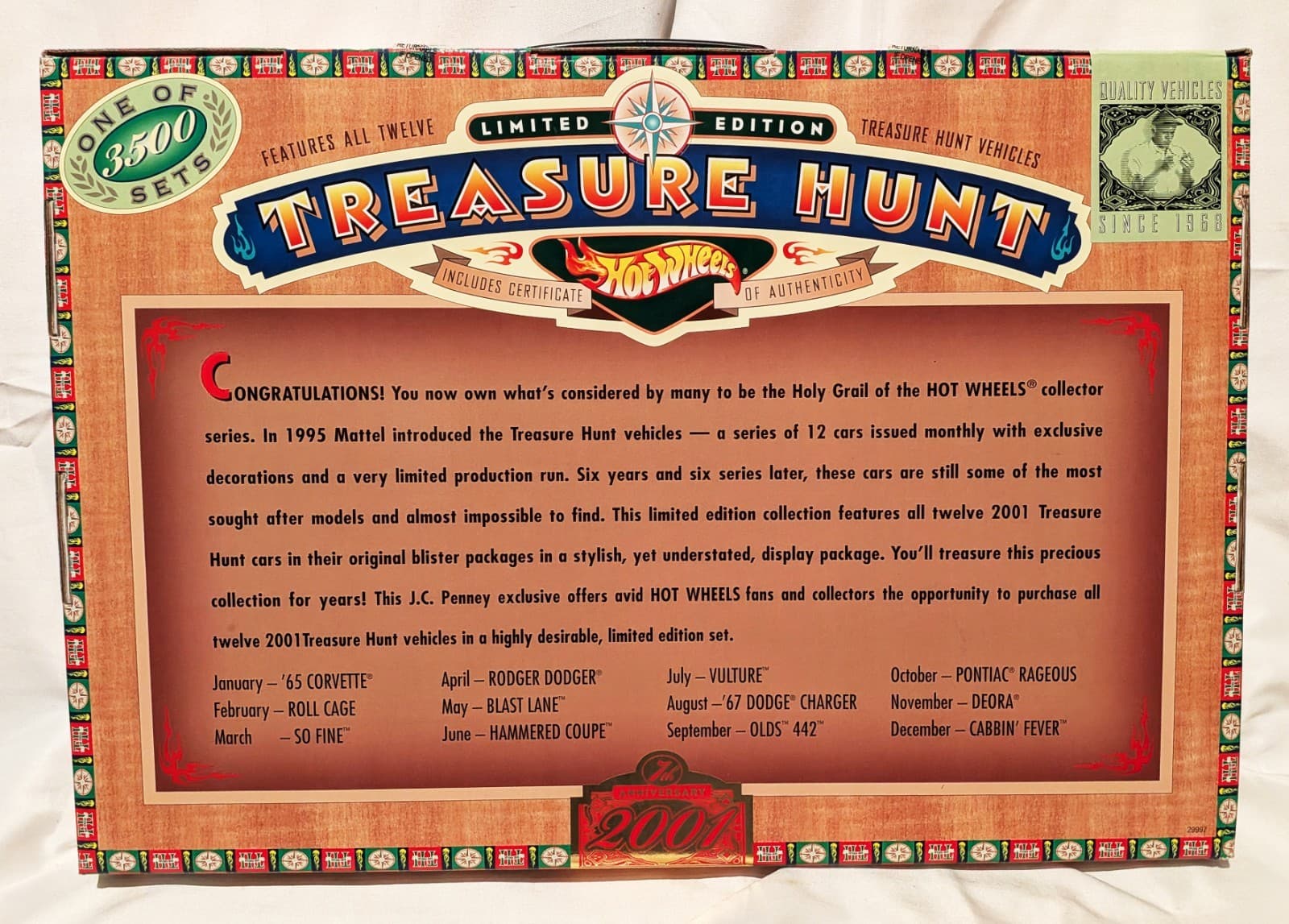 Hot Wheels J.C. Penney 2001 Treasure Hunt 12 Cars Limited Edition, 1/3500 - NEW - Thumbnail 2