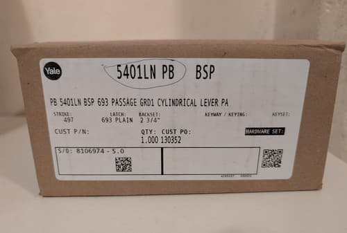 Yale Assa Abloy 5401LN PB BSP (Black Satin) x 497 - Passage, Closet Door - NEW - Thumbnail 3