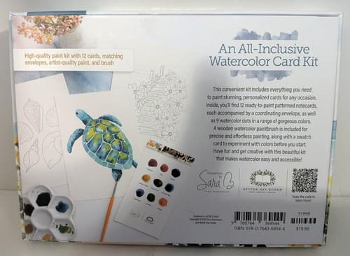 Coastal Watercolor Paint-Your-Own Cards Notecard Paint Kit w/Paint & Brush - NEW - Thumbnail 2