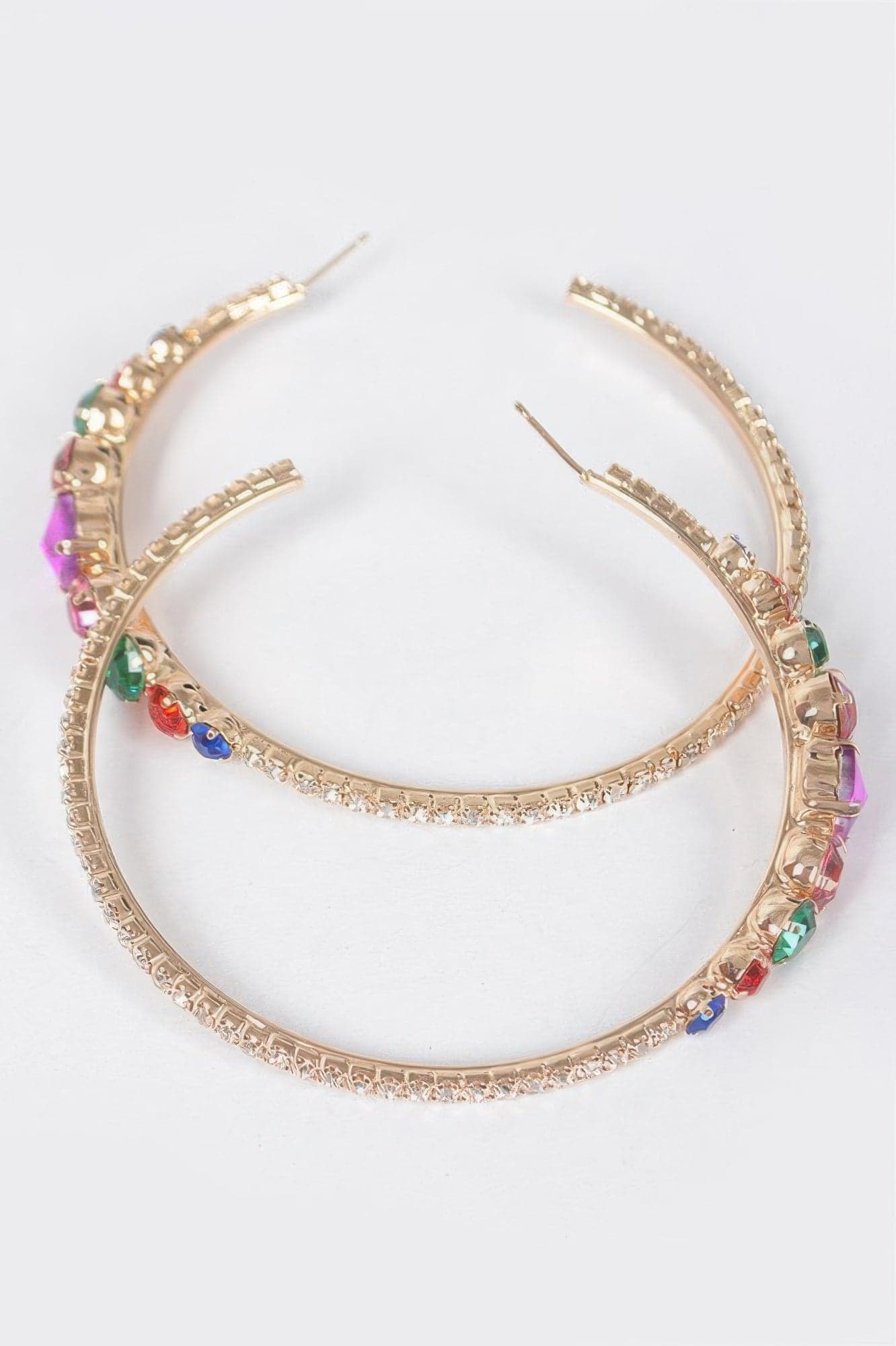 Rhinestone Hoop Earring - Clear Gold - Thumbnail 4