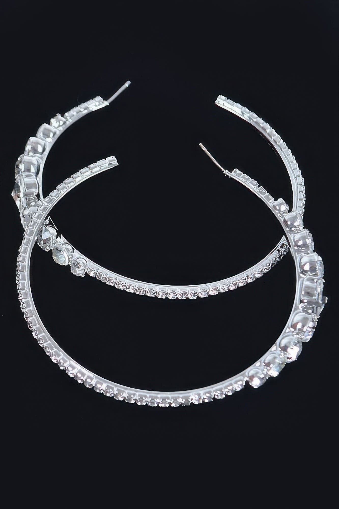Rhinestone Hoop Earring - Clear Gold - Thumbnail 3