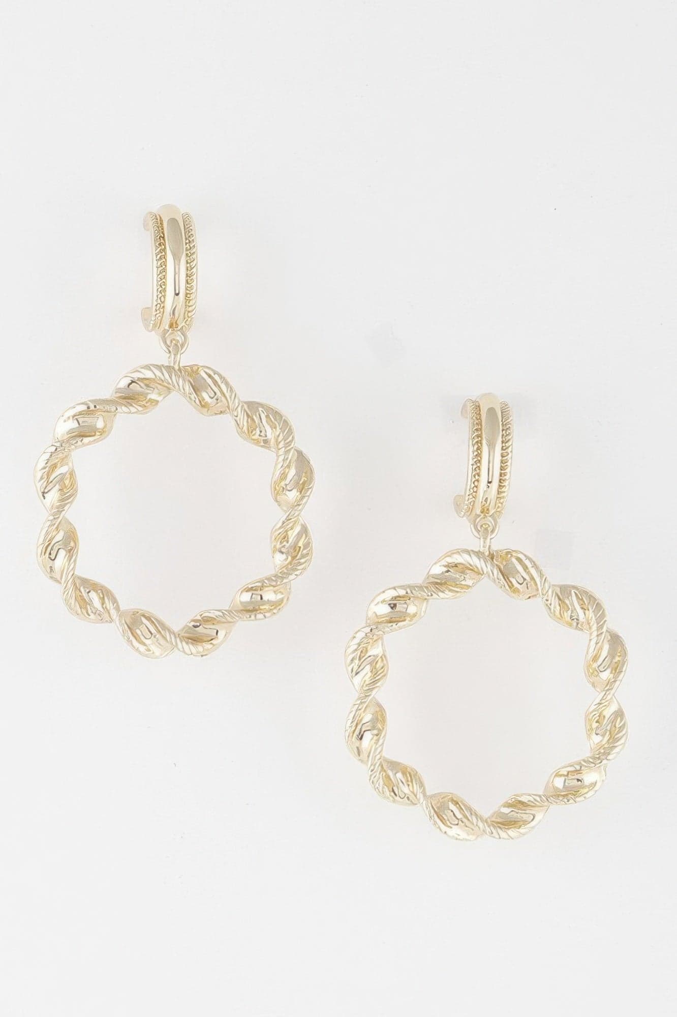 Twisted Hoop Drop Earrings - Gold