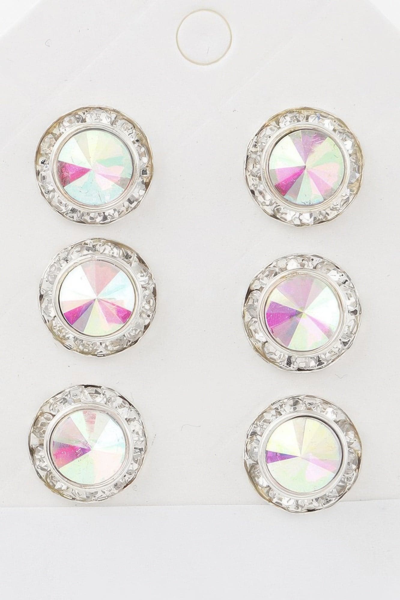 Multi Jeweled Stud Earrings Set - Ab