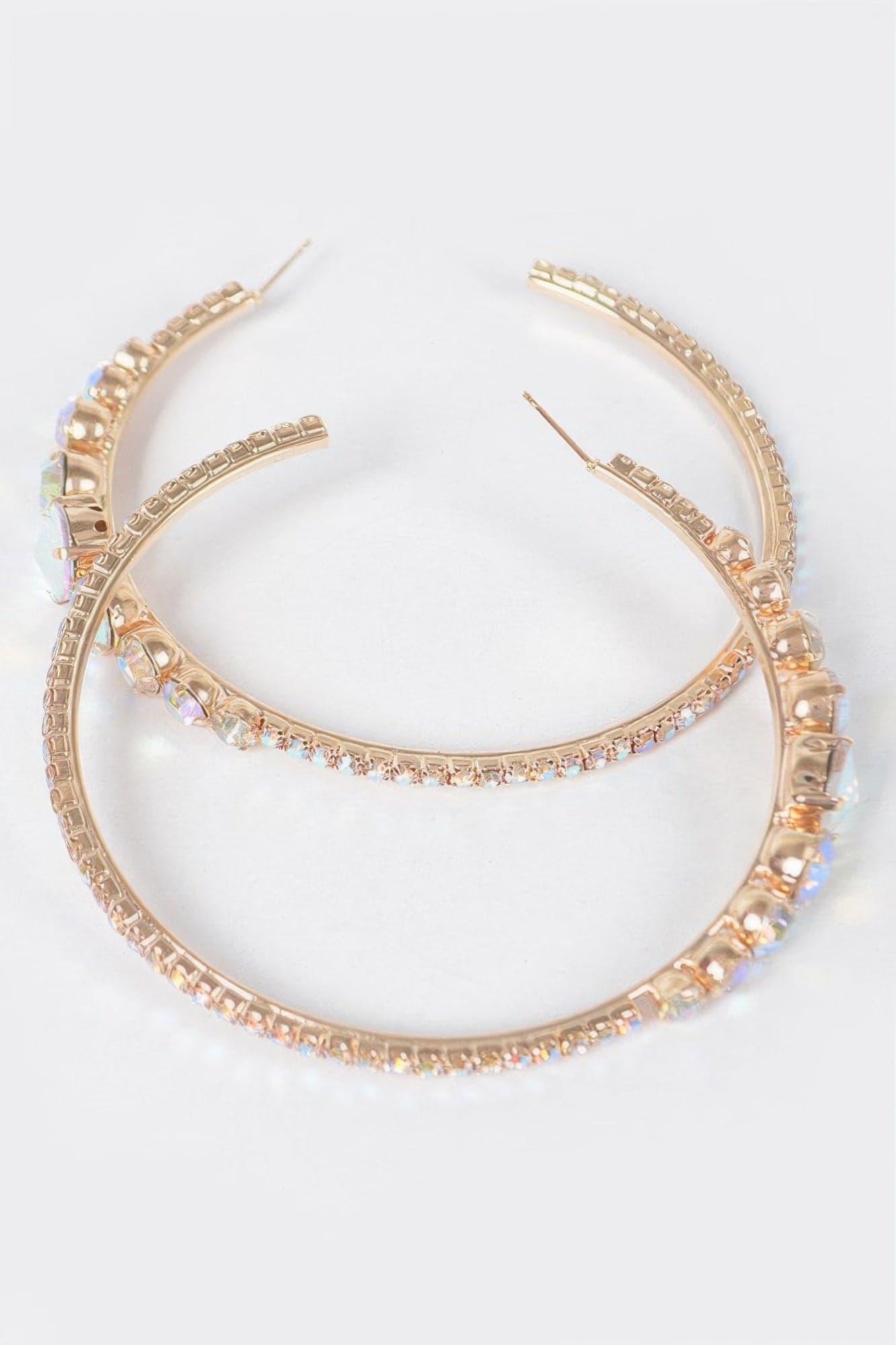 Rhinestone Hoop Earring - Clear Gold