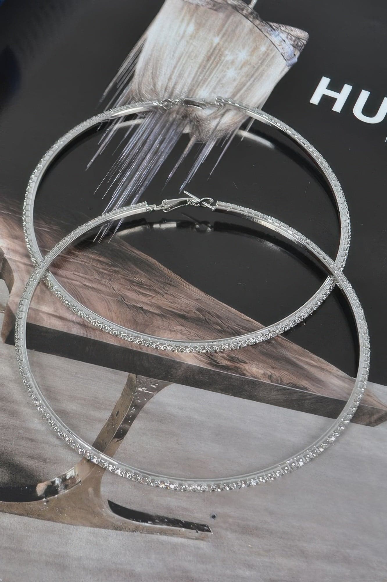 10cm Double Rhinestone Hoop Earrings - Gold