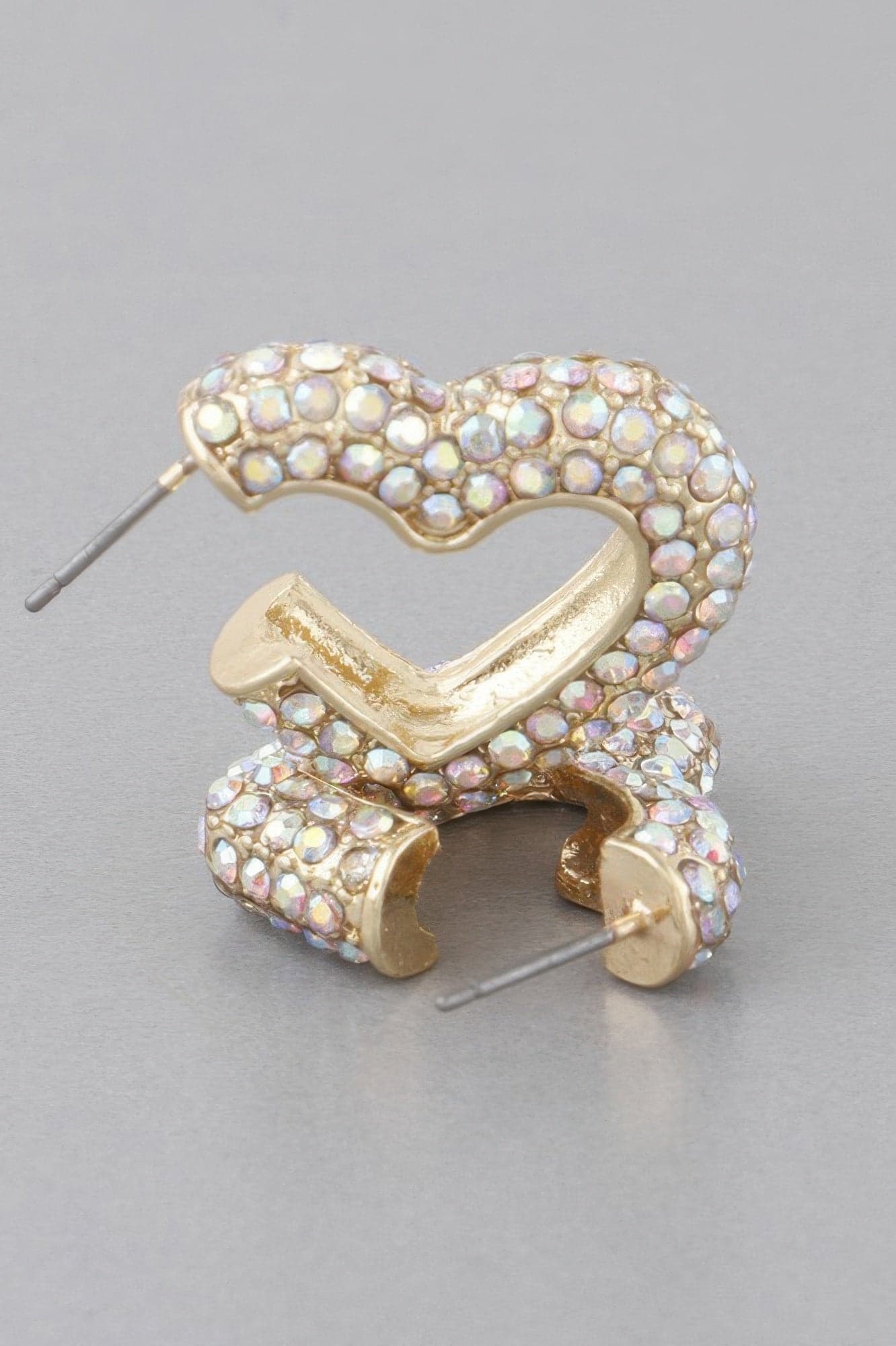 Pearl Studded Heart Earrings - Gold Ab