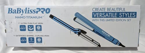 BaBylissPRO Nano Titanium Ltd Ed - 1" Curling & Ultra Thin Flat Iron - NEW - Thumbnail 2