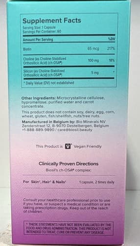 Biosil Advanced Hair + Nail Care - 60 capsules - EXP 08/27 - NEW - Thumbnail 2
