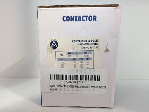 Appli Parts APAC-350120 Heavy Duty Contactor 3 Poles 50A 120V - NEW - Thumbnail 2