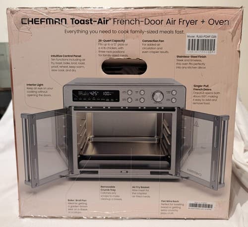 Chefman 26qt Digital French Door Air Fryer - RJ50-FDAF-M25 - Stainless - NEW - Thumbnail 2