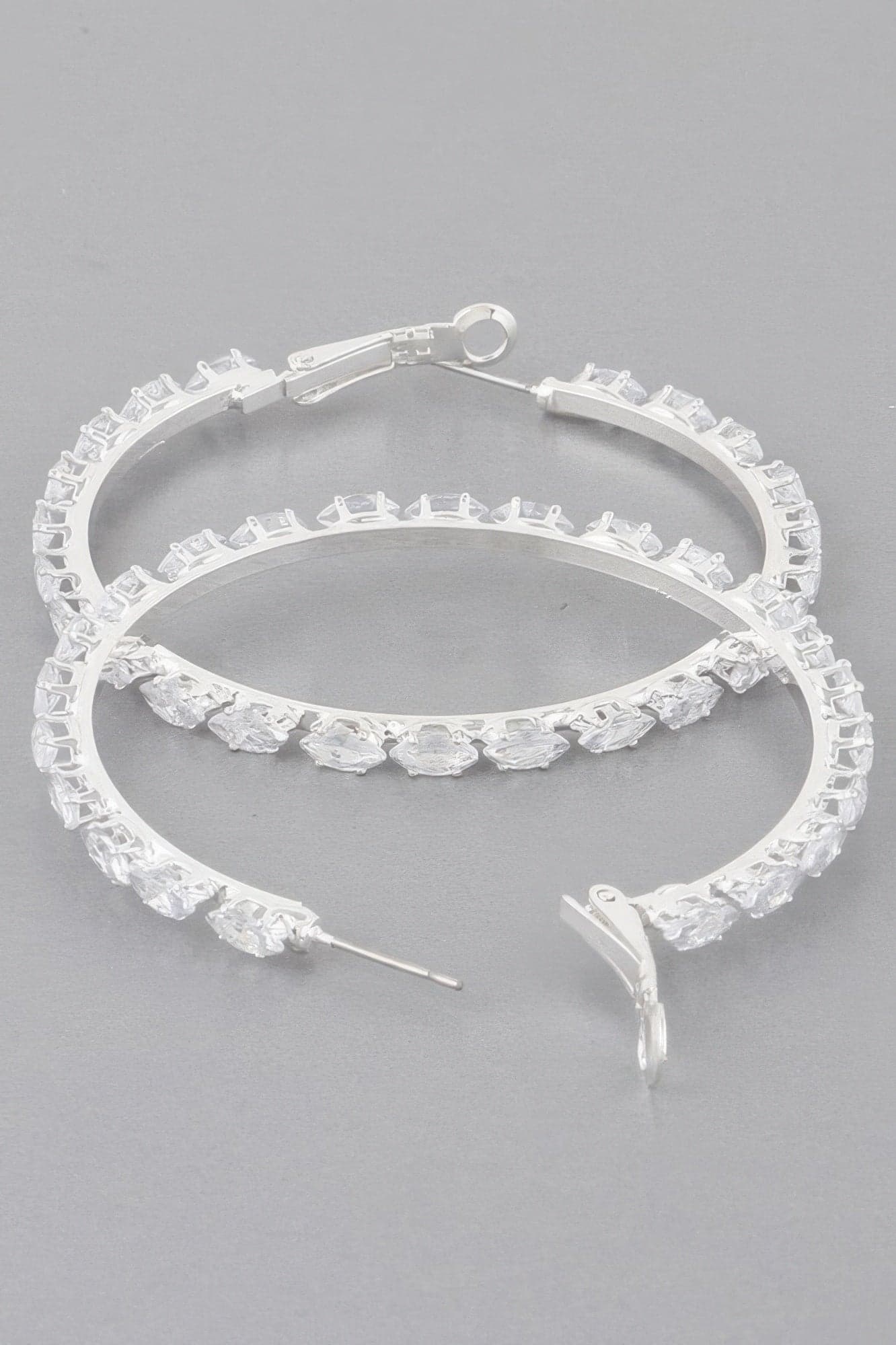 Petite Jeweled Hoop Earrings - Gold Clear - Thumbnail 3