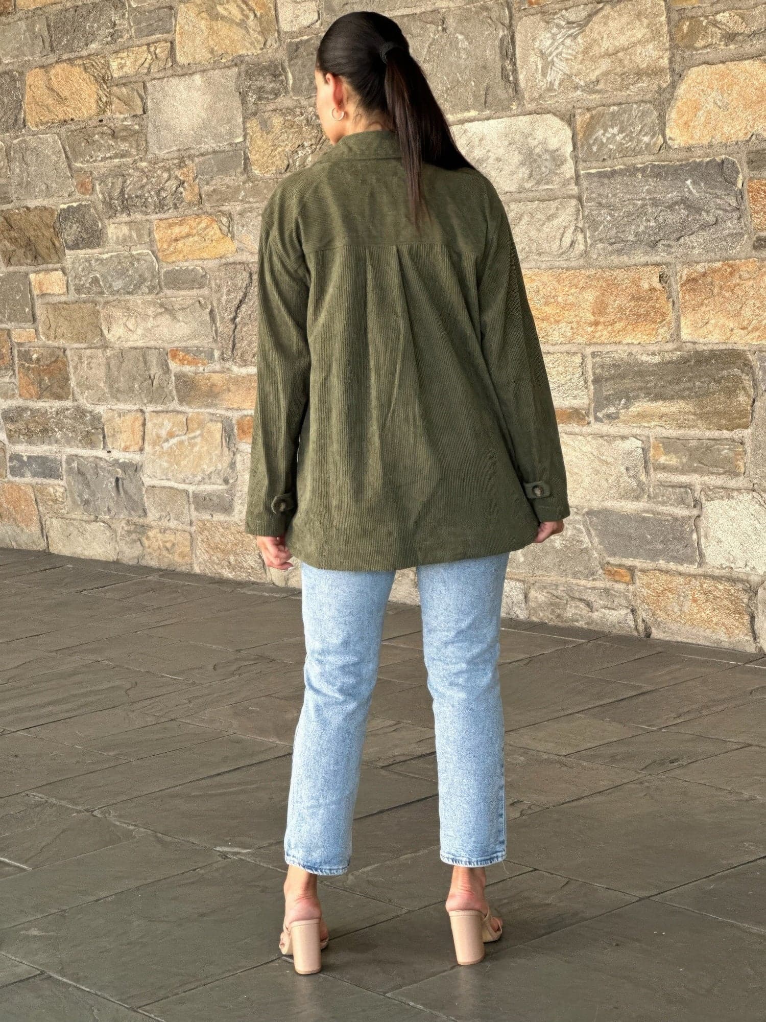 Oversized Corduroy Shacket Button Down Utility - L - Thumbnail 4