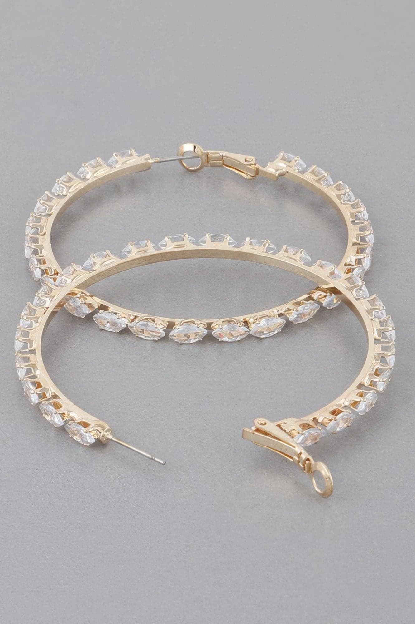 Petite Jeweled Hoop Earrings - Silver Clear