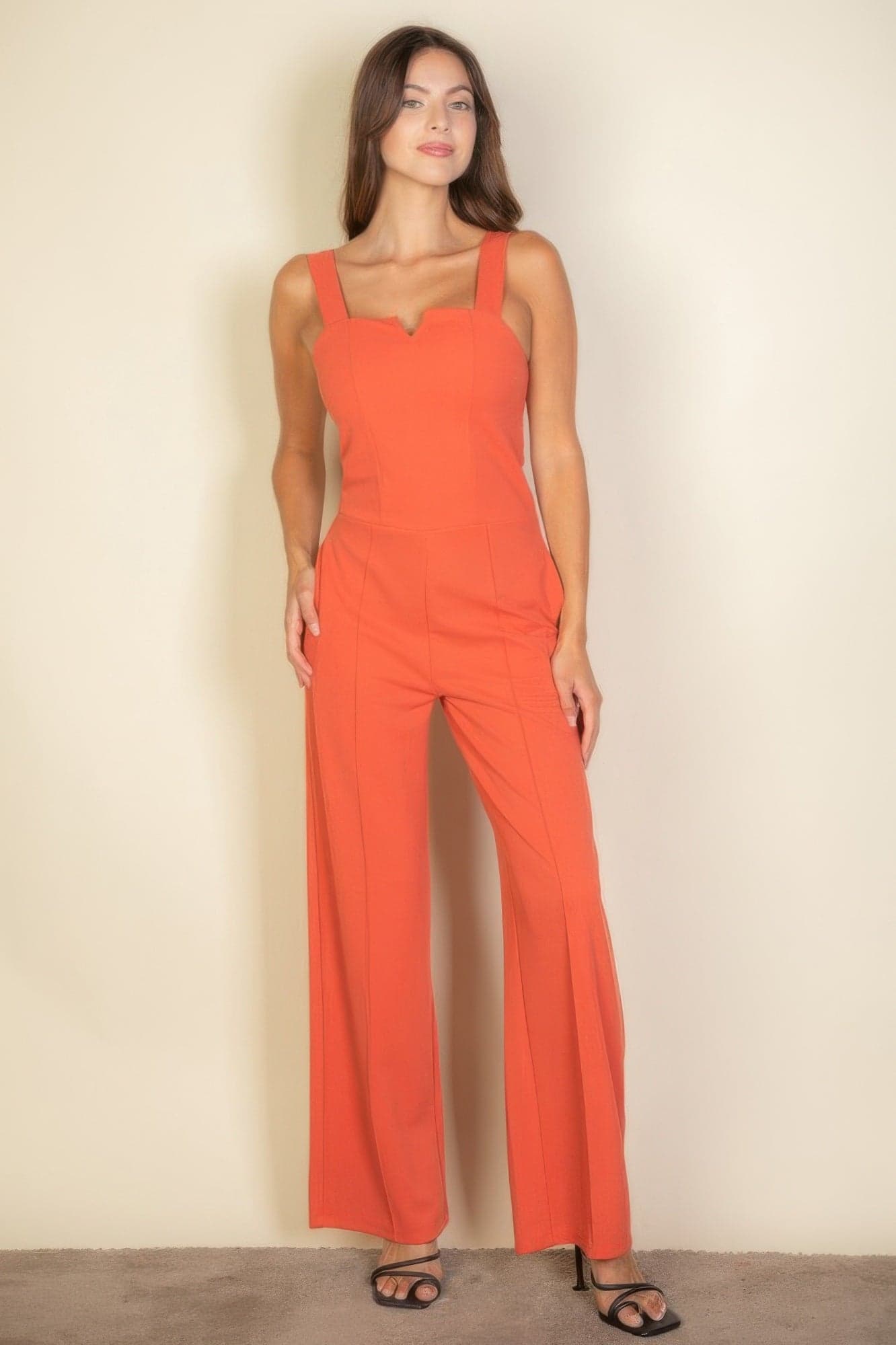 Notched Neck Cami Jumpsuit - Cloud / L - Thumbnail 3