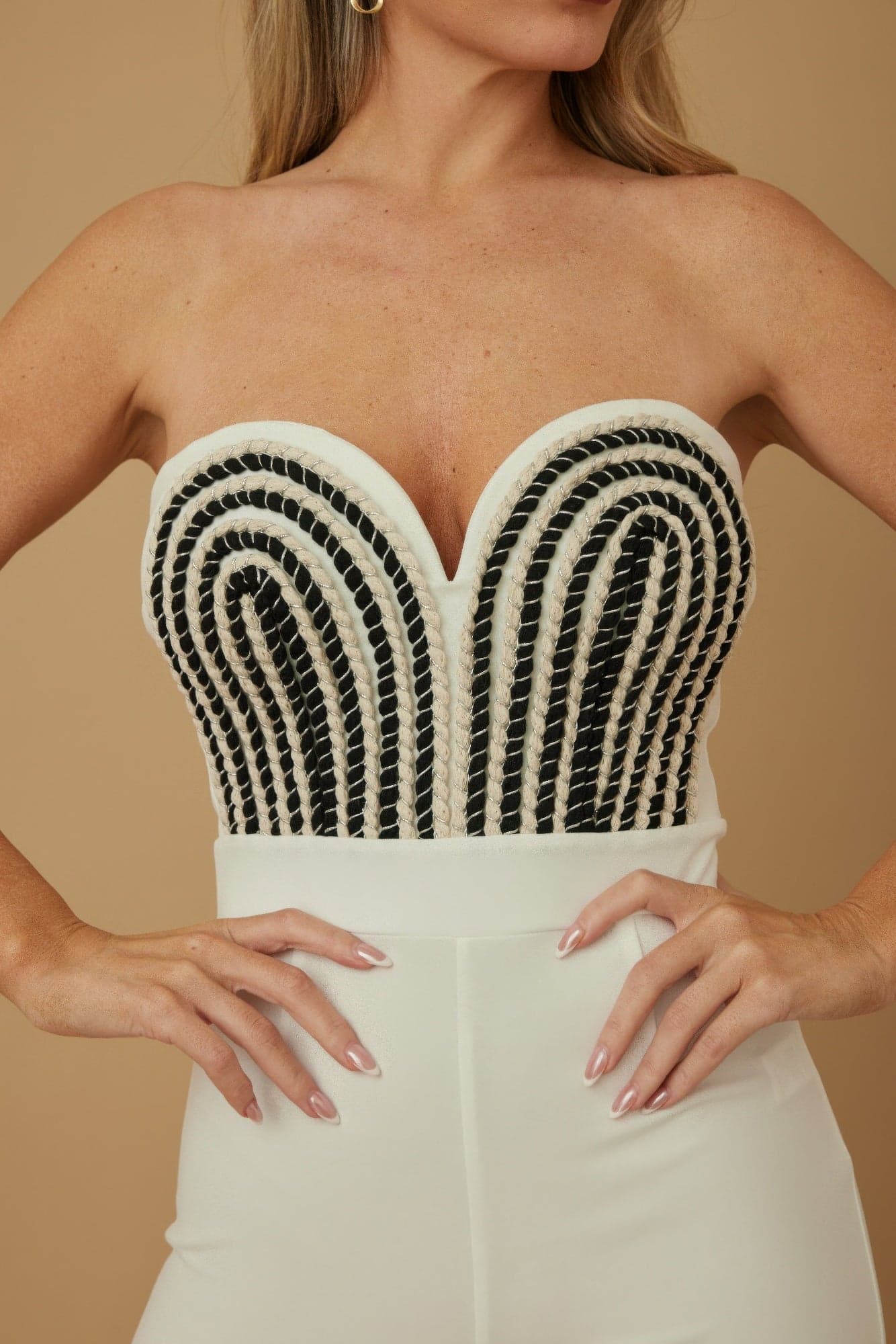 Threaded Twisted Rope Knot Tie Jumpsuit - S - Thumbnail 3