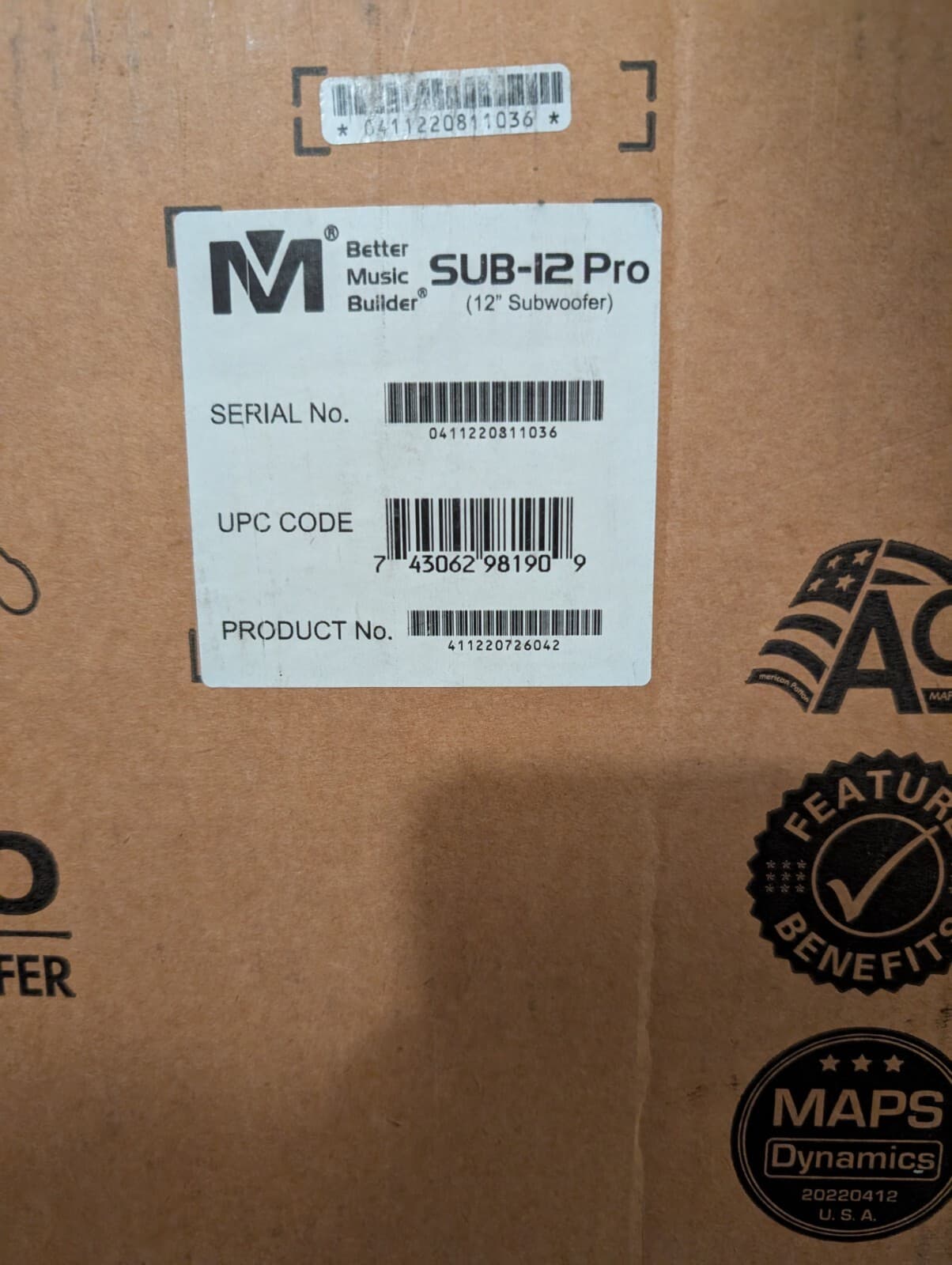 Better Music Builder SUB-12 Pro - Bass Active/Powered Subwoofer - 900W - NEW - Thumbnail 5
