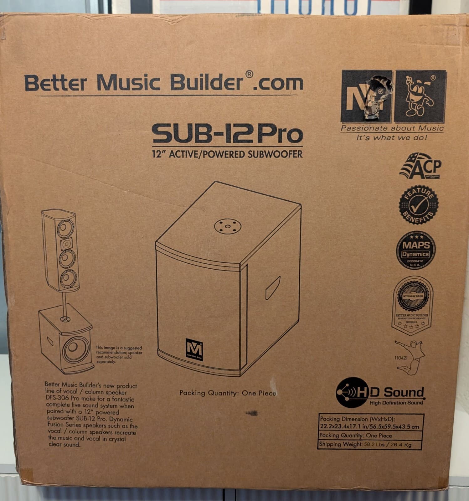 Better Music Builder SUB-12 Pro - Bass Active/Powered Subwoofer - 900W - NEW - Thumbnail 4
