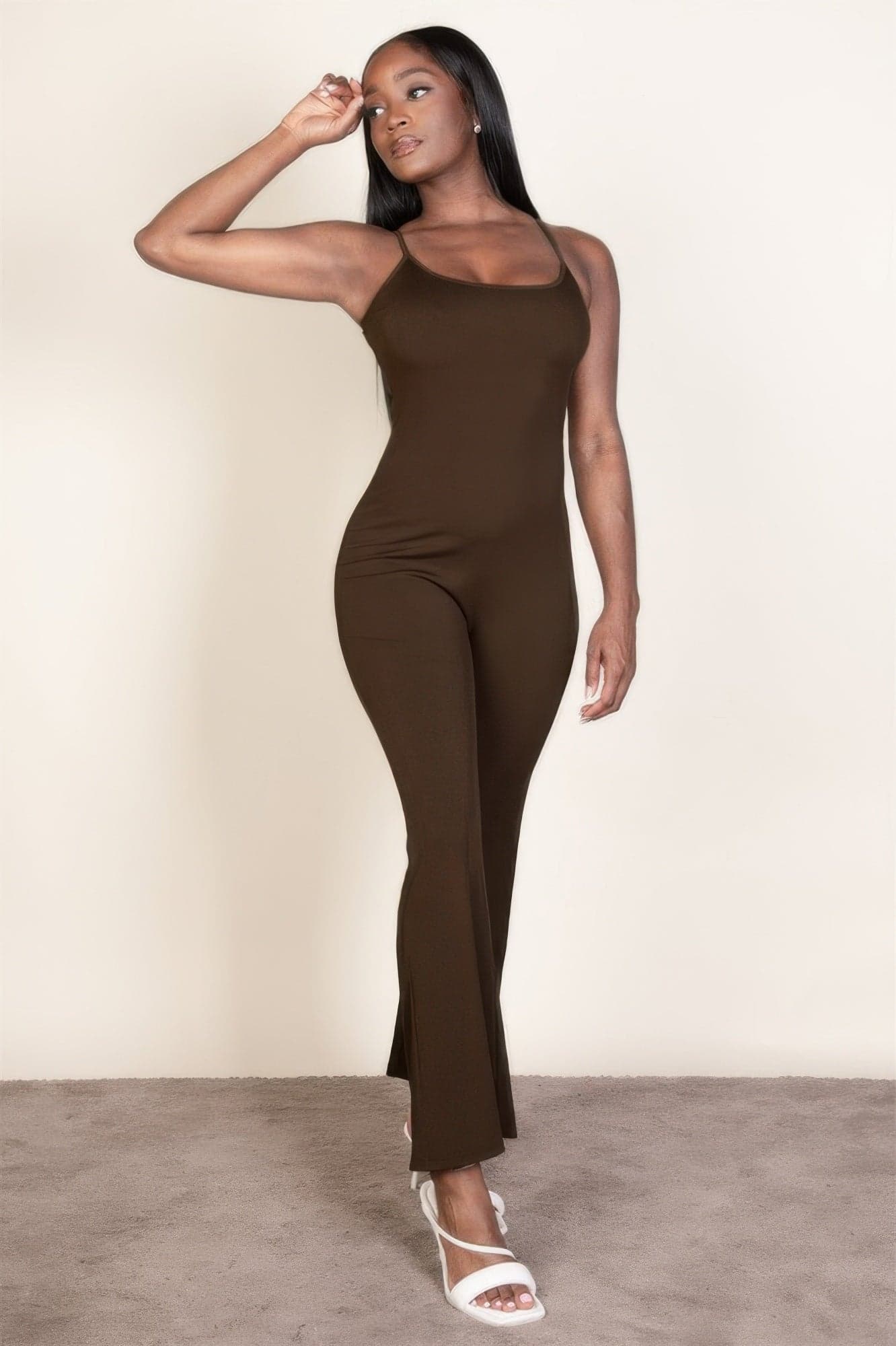 Ribbed Sleeveless Wide Leg Jumpsuit - Royal / M - Thumbnail 2
