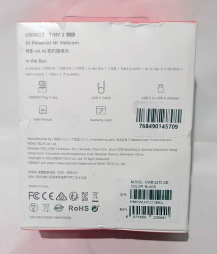 Obsbot Tiny 2 Lite OWB-2210-CE AI-powered 4K PTZ Webcam Auto Tracking - NEW - Thumbnail 2