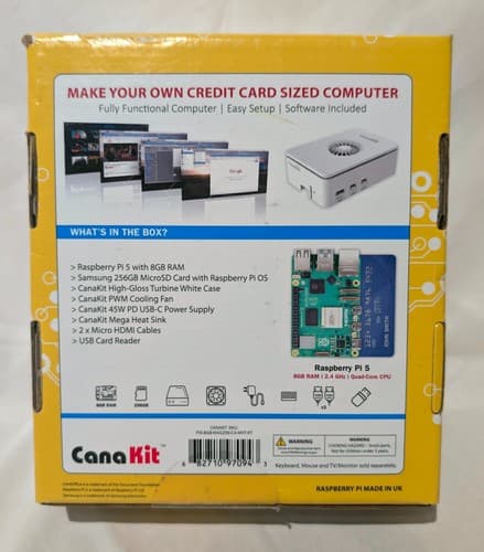 CanaKit Raspberry Pi 5 Starter Max Kit (8GB RAM) 256GB MicroSD - White - NEW - Thumbnail 2