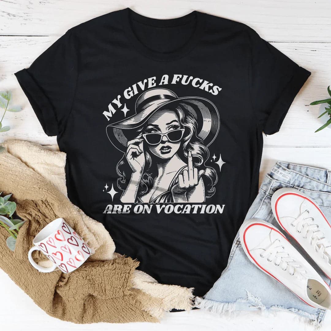 My Give A F-cks Are On Vocation Tee - Mustard / L - Thumbnail 3
