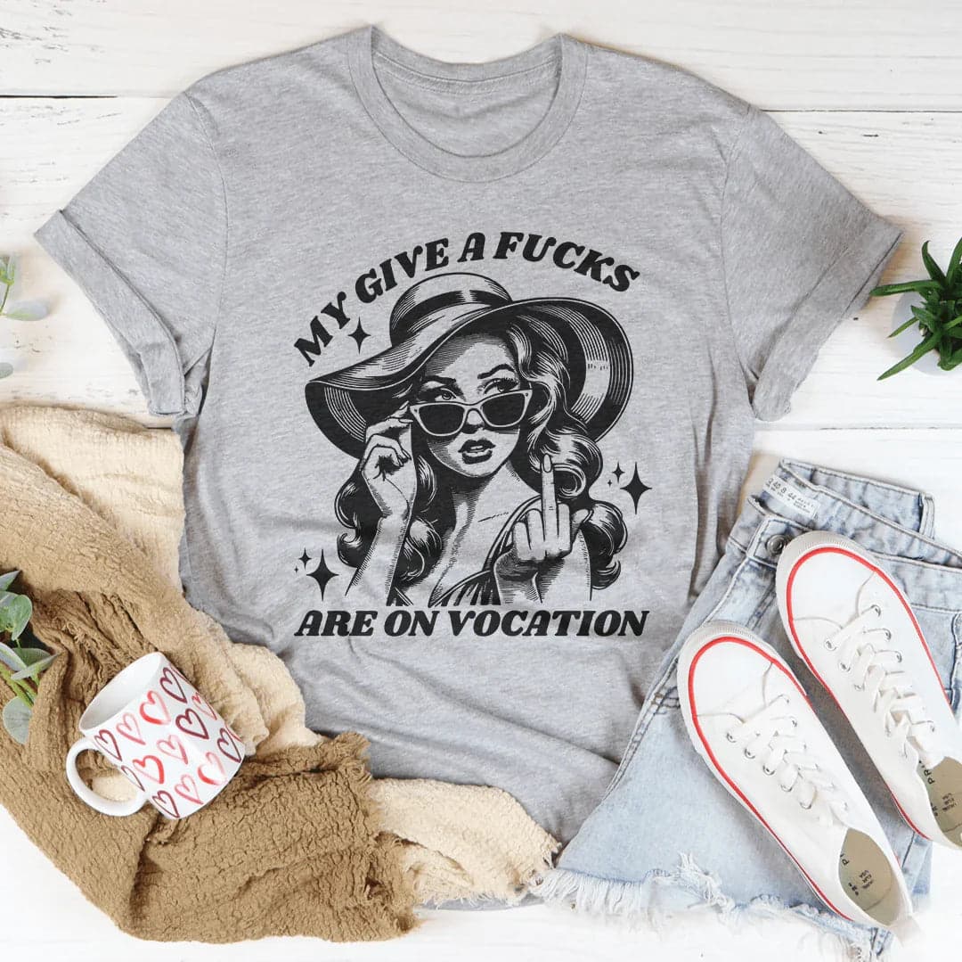 My Give A F-cks Are On Vocation Tee - Mustard / M - Thumbnail 4