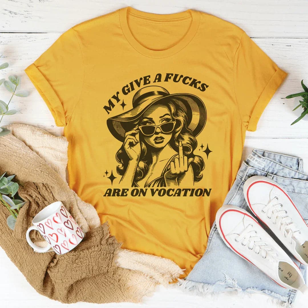 My Give A F-cks Are On Vocation Tee - Black Heather / 3XL - Thumbnail 2