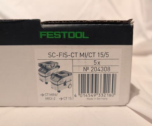 Festool 204308 Self Clean Filter Bags SC-FIS-CT For CT MINI/MIDI (5-Pack) - NEW - Thumbnail 2