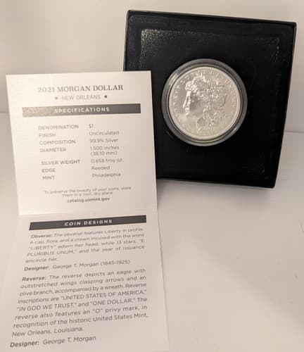 2021 New Orleans Morgan Silver Dollar with COA - NEW - Thumbnail 2