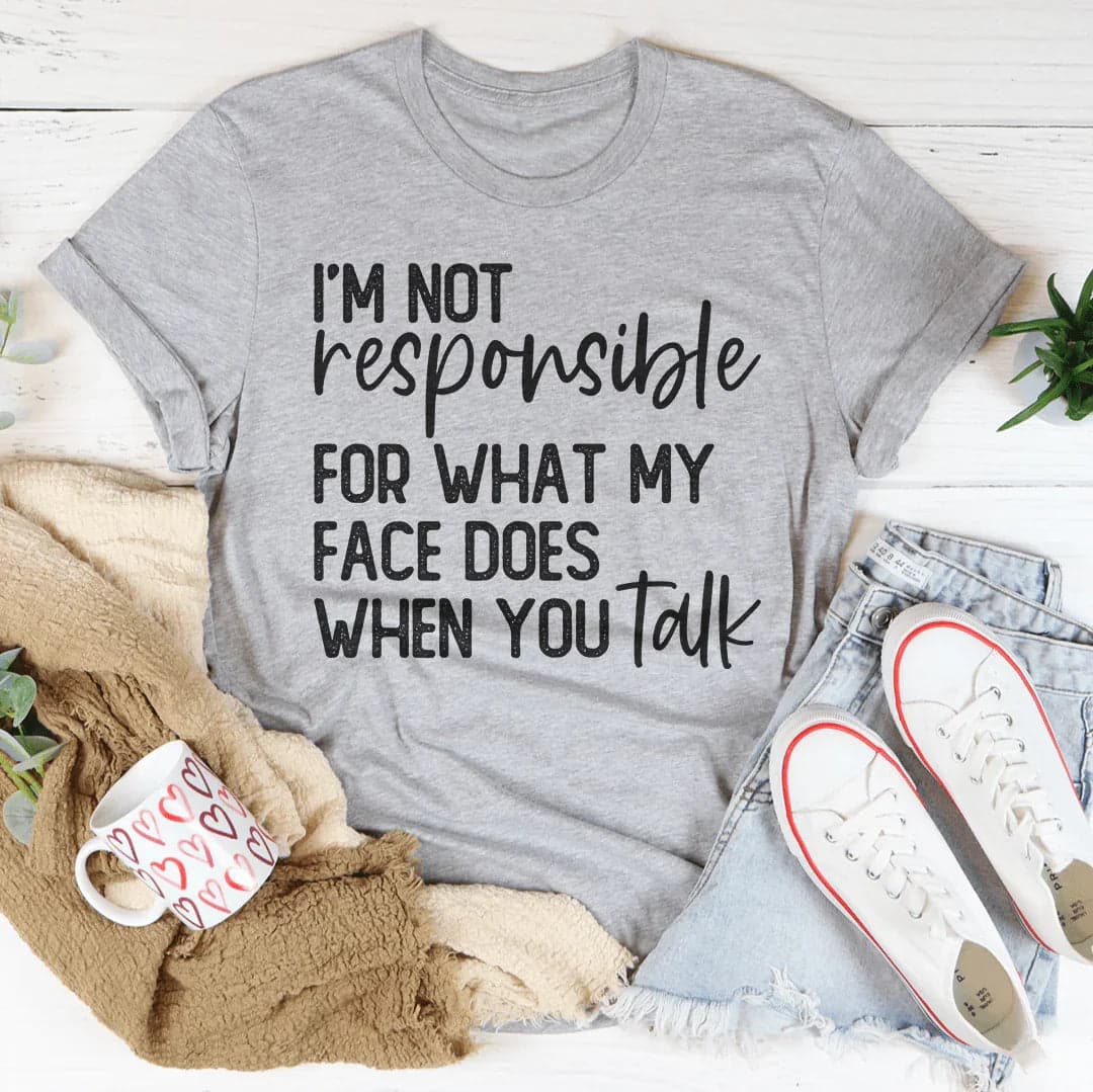 I’m Not Responsible For What My Face Does Tee - Mauve / S - Thumbnail 3