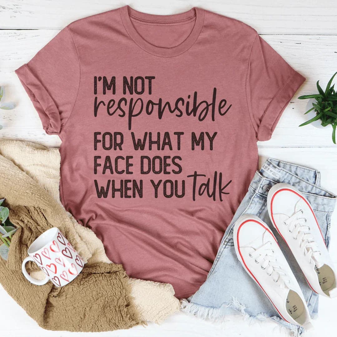 I’m Not Responsible For What My Face Does Tee - Mauve / 2XL - Thumbnail 4