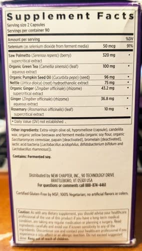 New Chapter Prostate 5LX - Saw Palmetto Blend - 180 Capsules - EXP 09/28 - NEW - Thumbnail 2