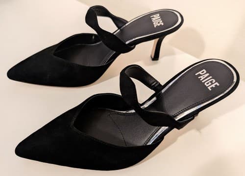Paige Pia Pointed Toe Slip On High Heel Pumps - Black Suede - Size 9 - NEW - Thumbnail 2