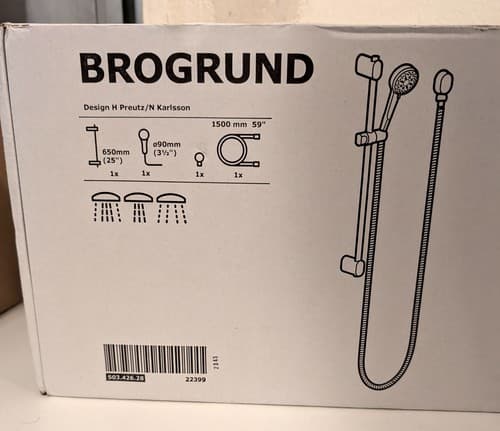 IKEA BROGRUND Shower Head and Rail - Chrome - 503.426.28 - NEW - Thumbnail 2
