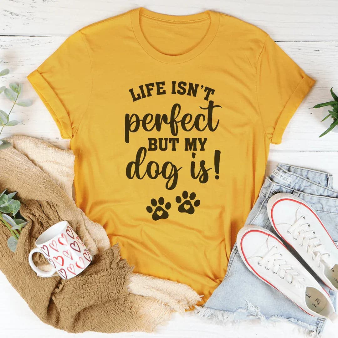 Life Isn't Perfect But My Dog Is Tee - Black Heather / S - Thumbnail 4