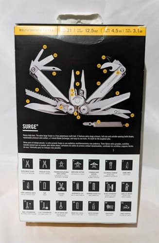Leatherman Surge 830160 Stainless Steel Heavy-Duty 21 Multi-Tools Pliers - NEW - Thumbnail 2
