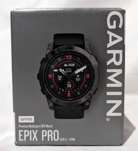 Garmin Epix Pro (Gen 2) Sapphire Edition 51mm GPS Smartwatch Black Band - NEW - Thumbnail 2