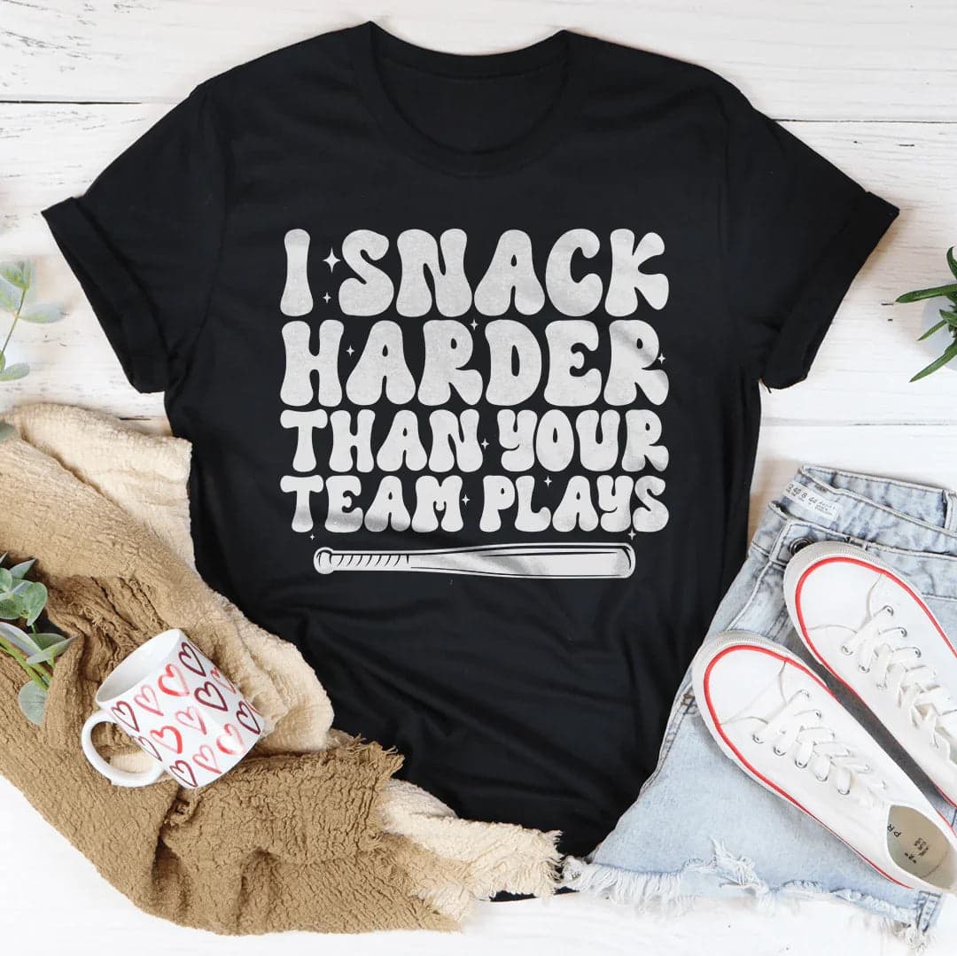 I Snack Harder Than Your Team Plays Tee - Athletic Heather / 3XL - Thumbnail 3