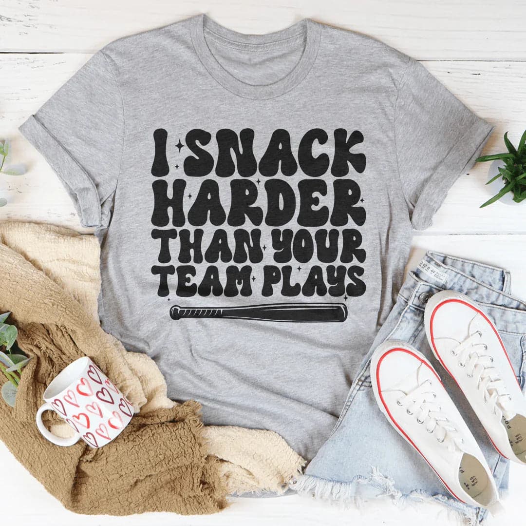 I Snack Harder Than Your Team Plays Tee - Athletic Heather / 2XL - Thumbnail 4