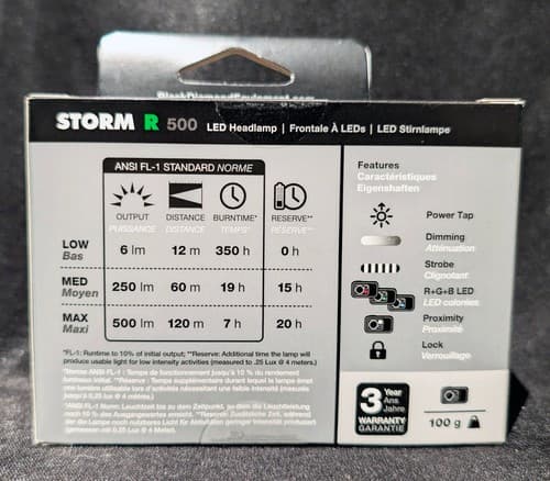 Black Diamond Storm 500-R Rechargeable Headlamp 500-Lumens Waterproof Azul - NEW - Thumbnail 2