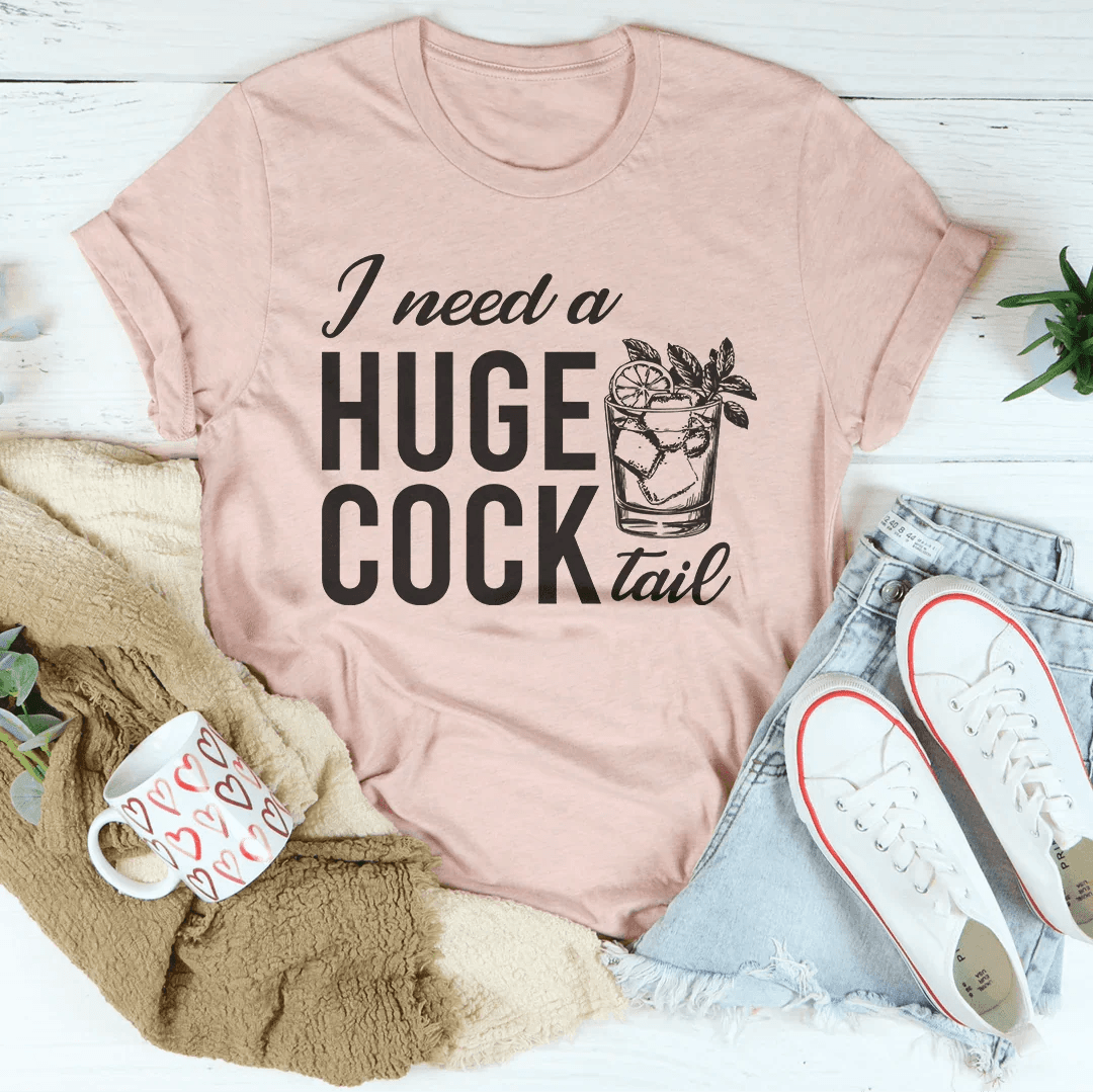 I Need A Huge Cock Tail Tee - Mustard / S - Thumbnail 2