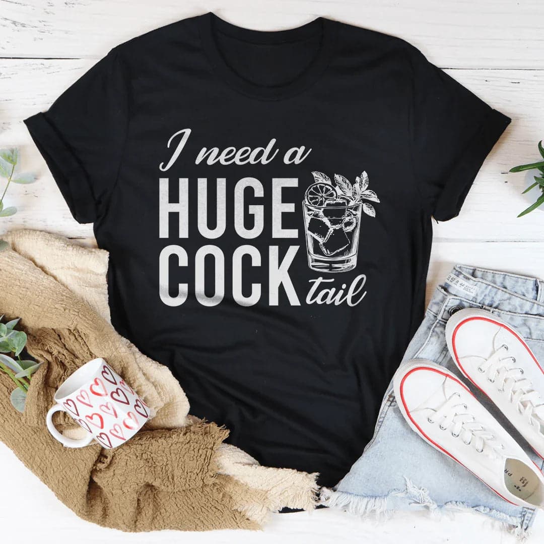 I Need A Huge Cock Tail Tee - Mustard / 3XL - Thumbnail 3
