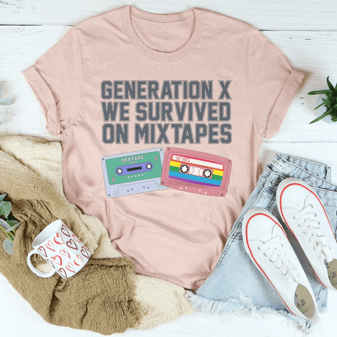 Generation X We Survived On Mixtapes Tee - Ash / S - Thumbnail 3