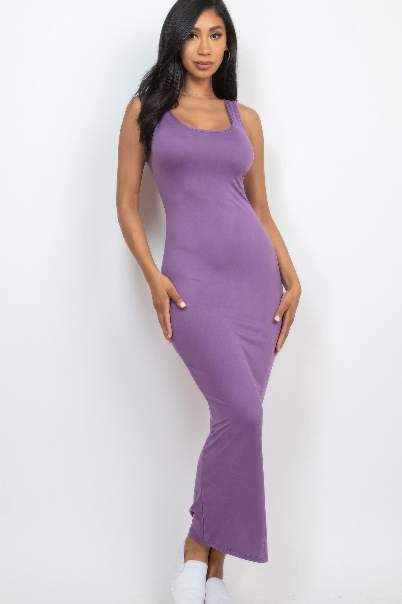 Solid Basic Maxi Dress - Olive / M - Thumbnail 14