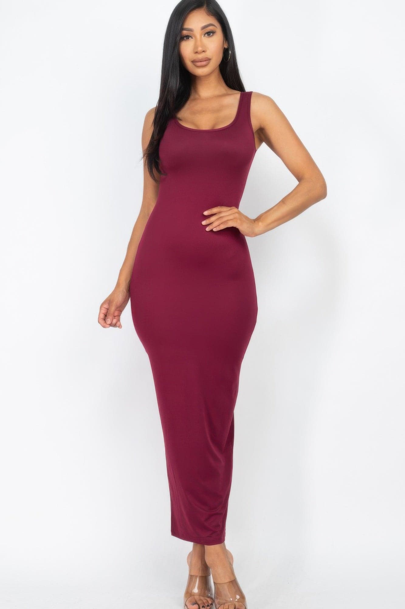 Solid Basic Maxi Dress - Olive / M - Thumbnail 8
