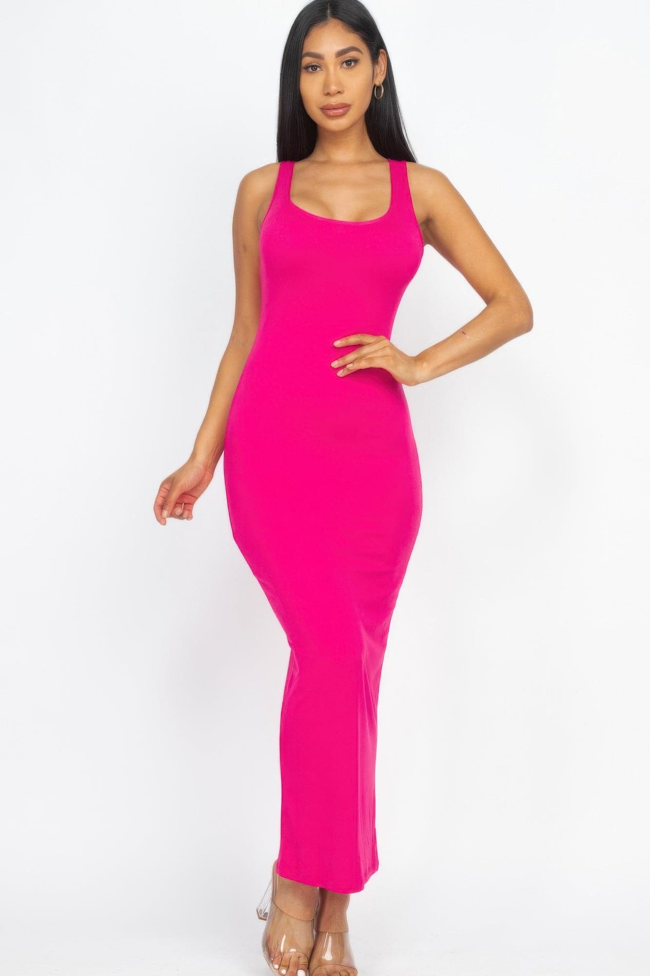 Solid Basic Maxi Dress - Burgundy / M - Thumbnail 13